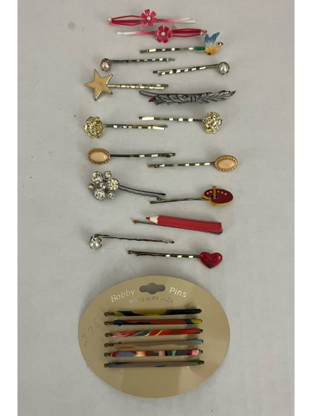 Vintage Hair Accessories Bobby Pin Clips Lot of 22 Singles & Sets